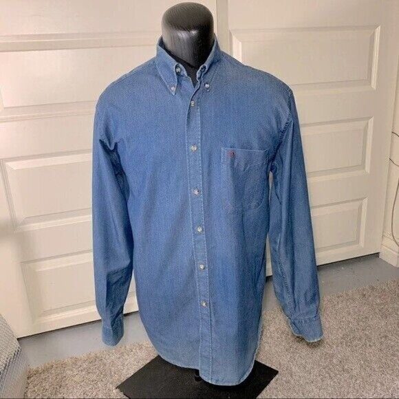 Vintage Diesel Denim Shirt Men Sz 41/42 LT Blue Button Up Casual Long Sleeve - Picture 4 of 12